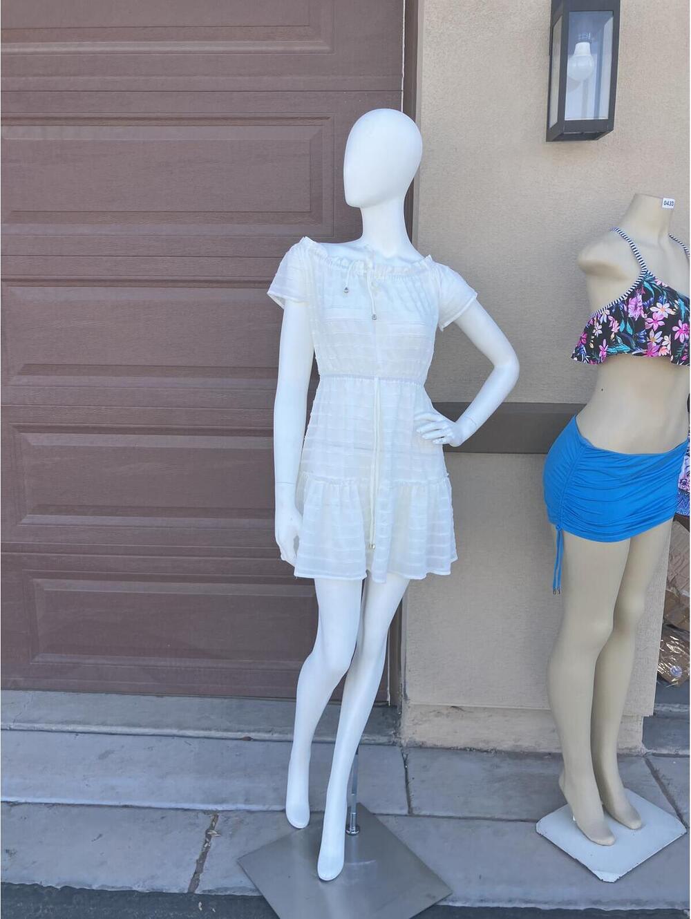 NWT Miken Swim White Short Sleeve Dress, Size Large